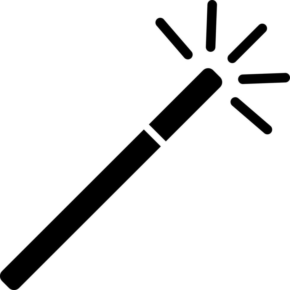 Black and White illustration of magic wand icon. vector