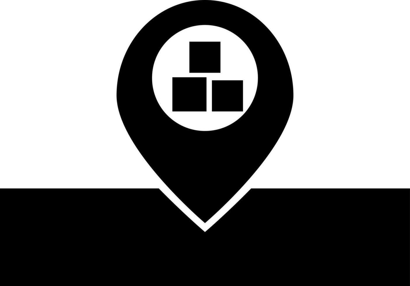 Black and White parcel package location point icon. vector