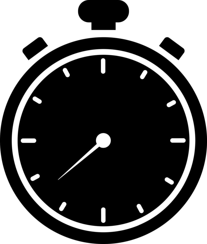 Stop clock icon in Black and White color. vector