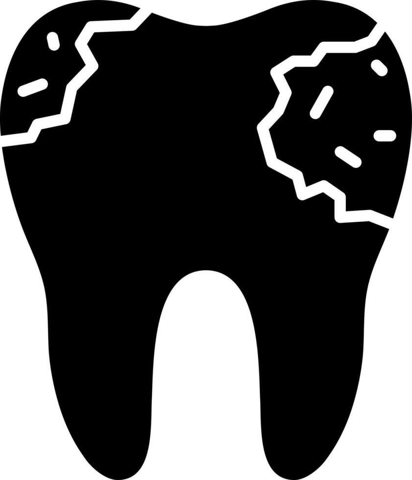 cavidad diente icono en negro y blanco color. vector