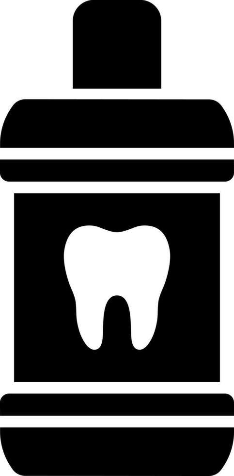 Mouthwash bottle icon in Black and White color. vector