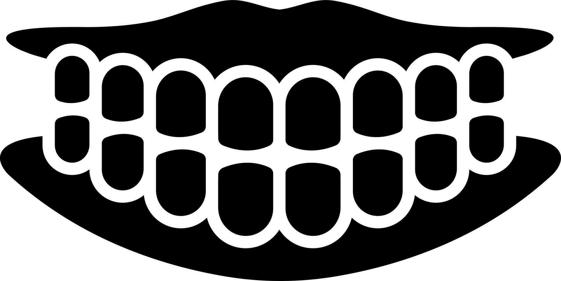 Black and White illustration of teeth jaw icon. vector