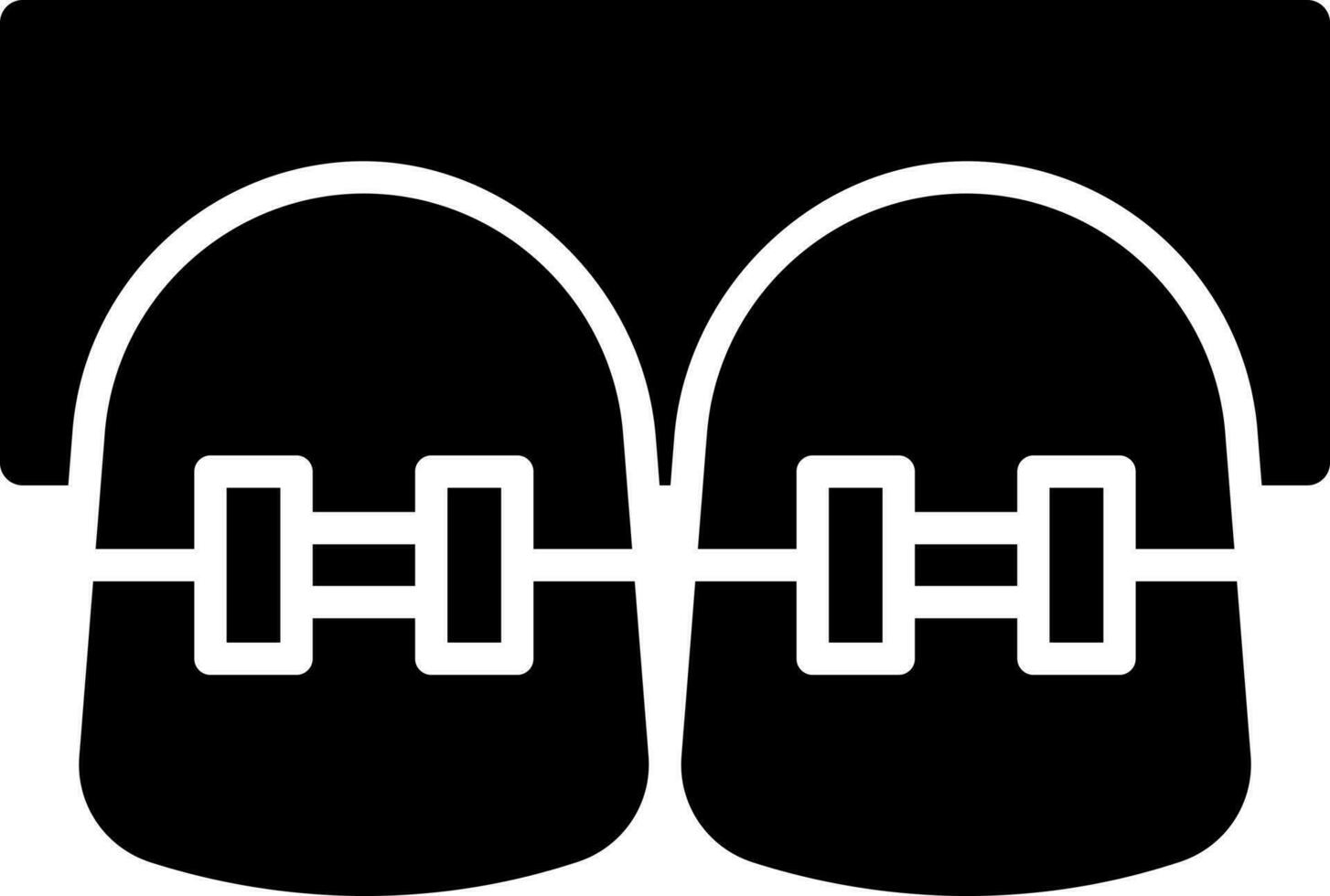 Teeth braces icon in Black and White color. vector
