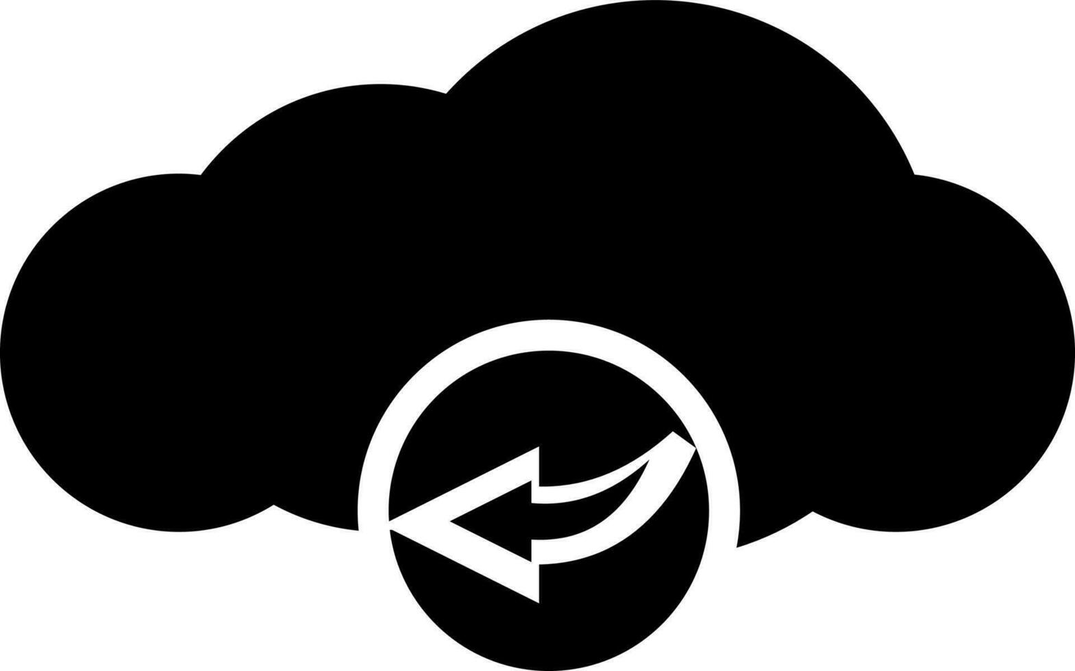 Arrow in circle with black cloud. vector