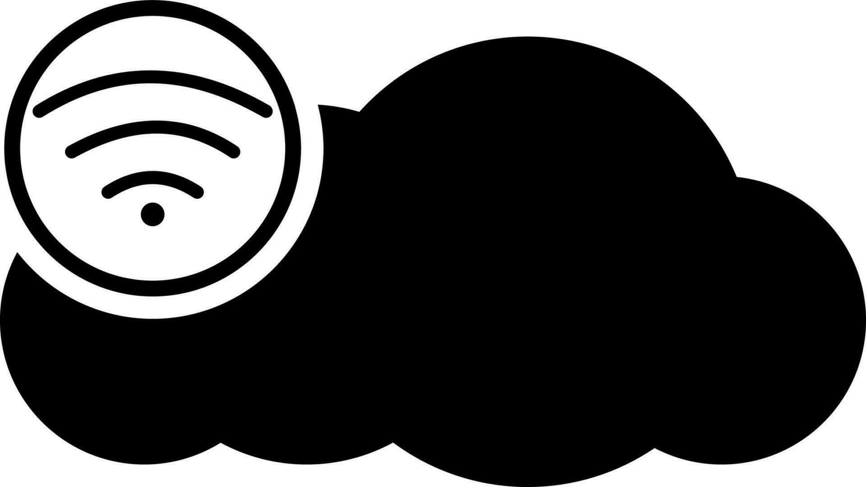 Black and White cloud with wireless in circle. vector