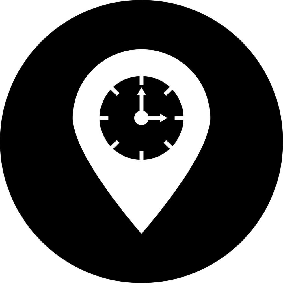 Location time icon or symbol in Black and White color. vector