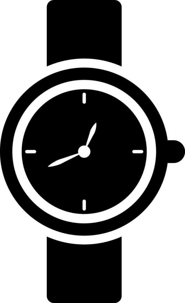 Black and White illustration of wristwatch icon. vector