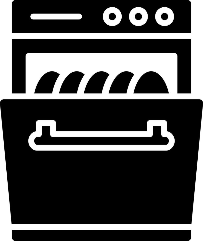 Dishwasher icon in Black and White color. vector