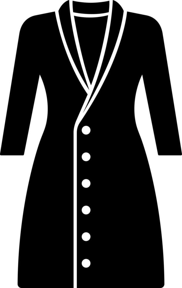 Black and White ladies coat icon in flat style. vector