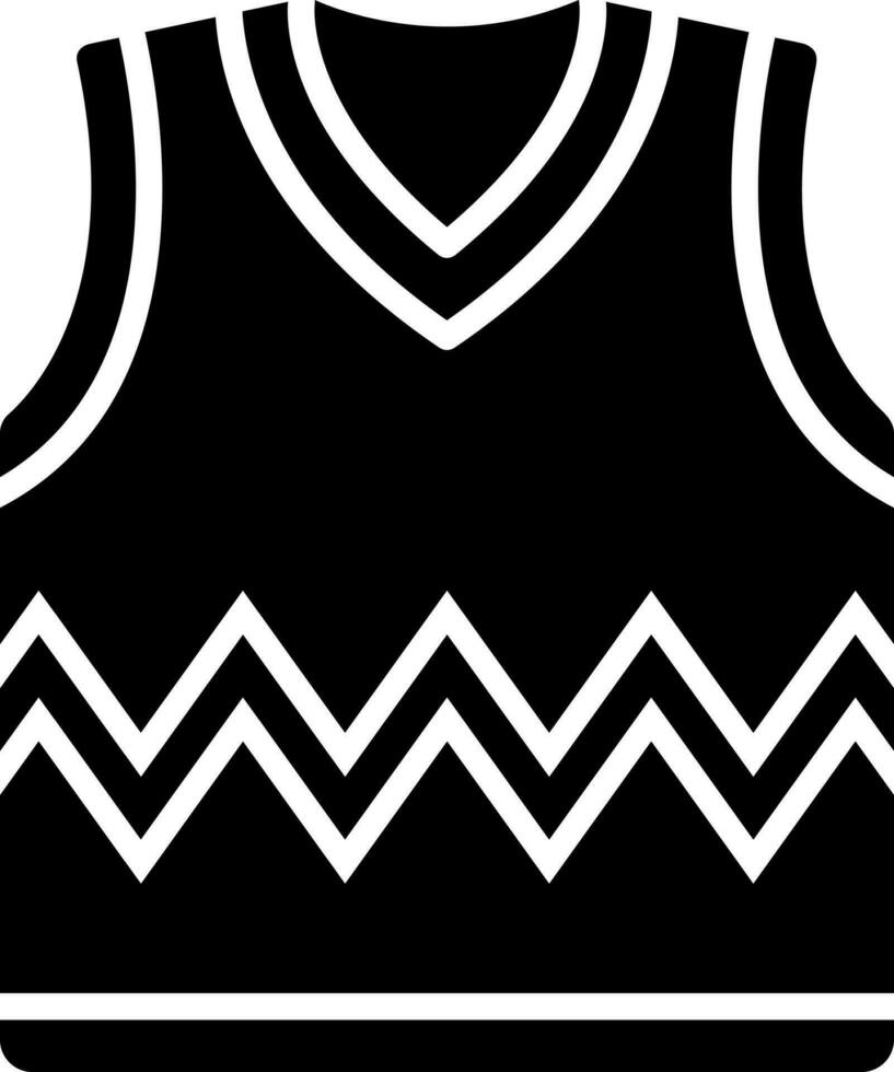 Black and White sleeveless sweater icon in flat style. vector