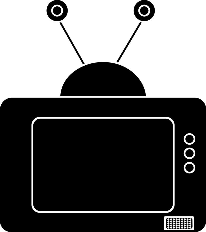 negro y blanco antiguo televisión pantalla en plano estilo. vector