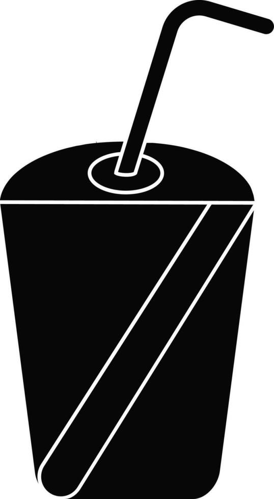 Black and white cold coffee cup with straw. vector