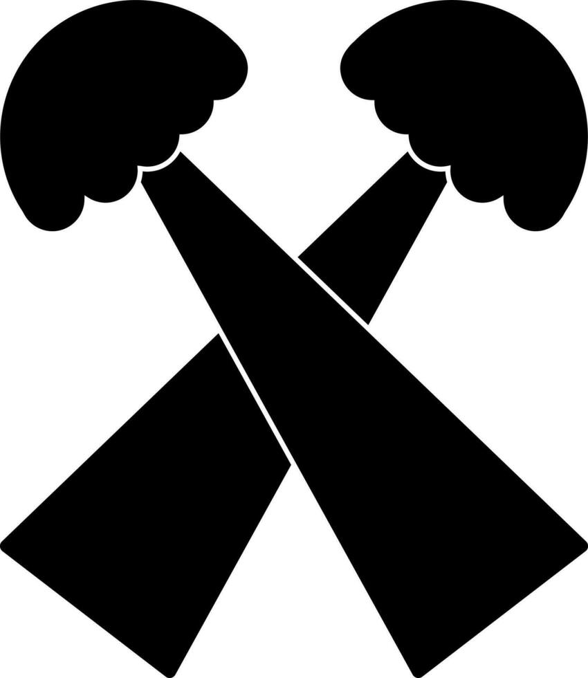 Black cross studio spotlight. vector