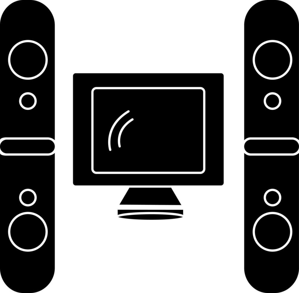 Black and white tv screen with home theater. vector