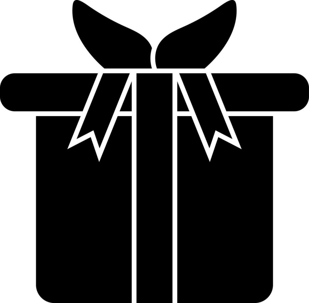 Black and White gift box icon in flat style. vector
