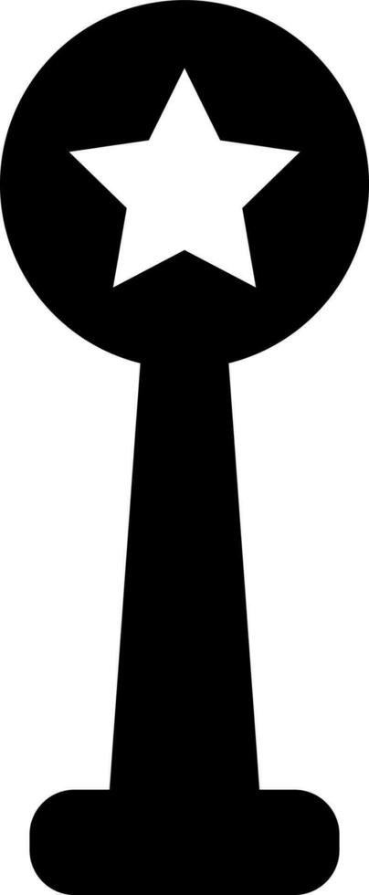 Isolated Black and White icon of Trophy with star. vector
