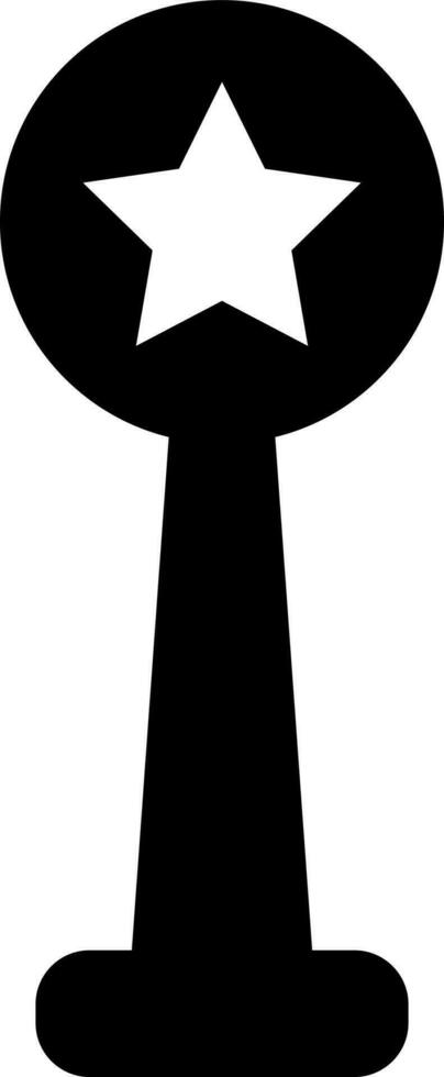 aislado negro y blanco icono de trofeo con estrella. vector