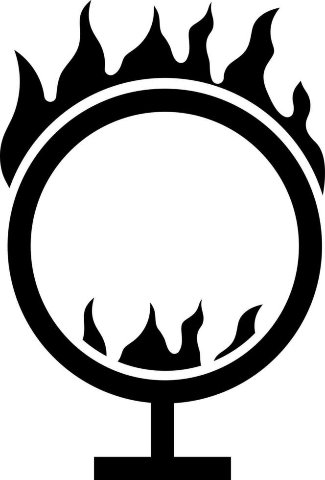 fuego anillo icono en negro y blanco color. vector