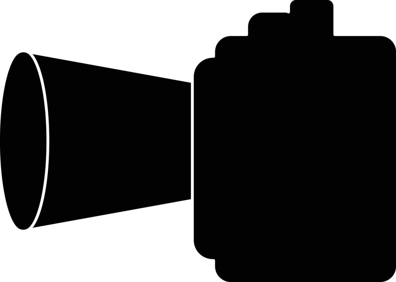 Black video camera in flat style. Glyph icon or symbol. vector