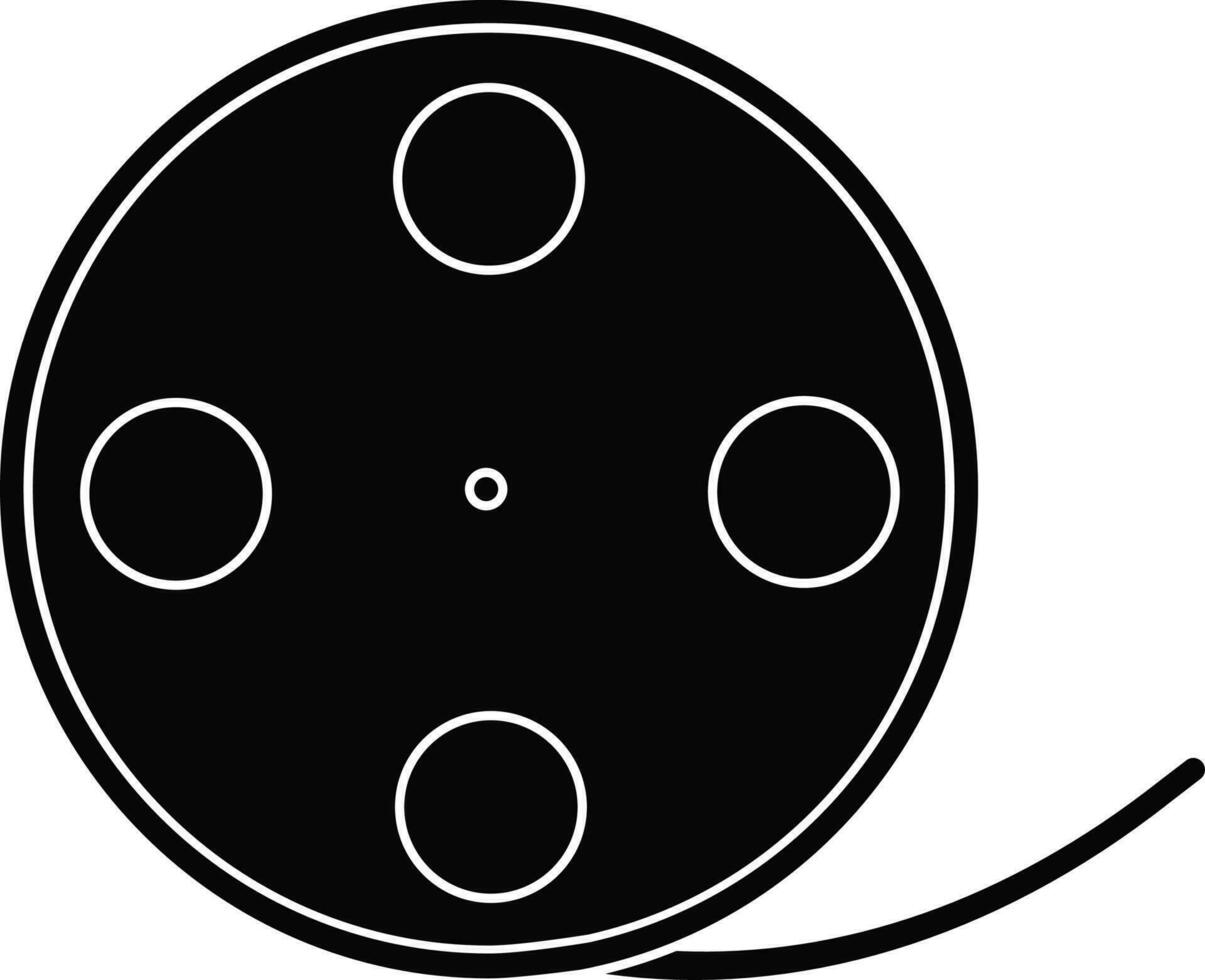 Round film reel in Black and White color. vector