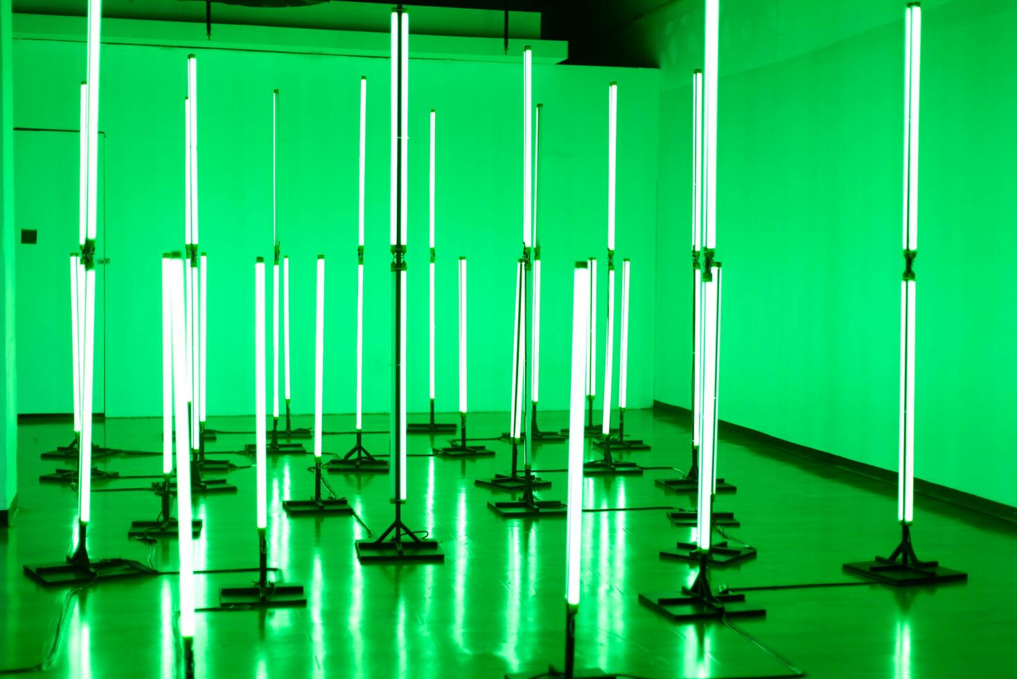 background with green light line bokeh photo