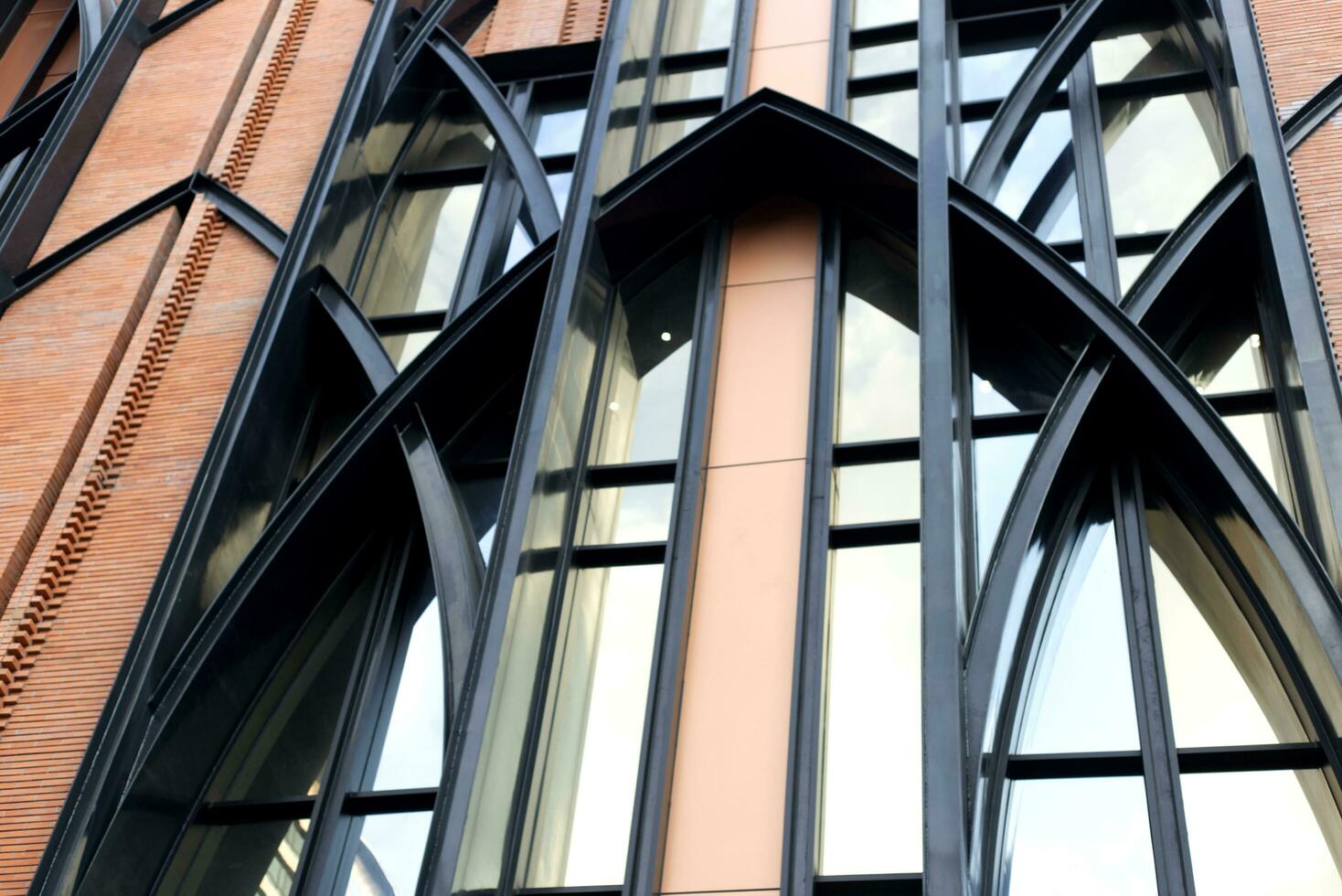 windows facade of a building in the city photo
