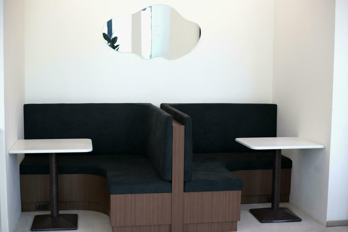 minimalist style sitting in the cafe shop with white and brown tone photo