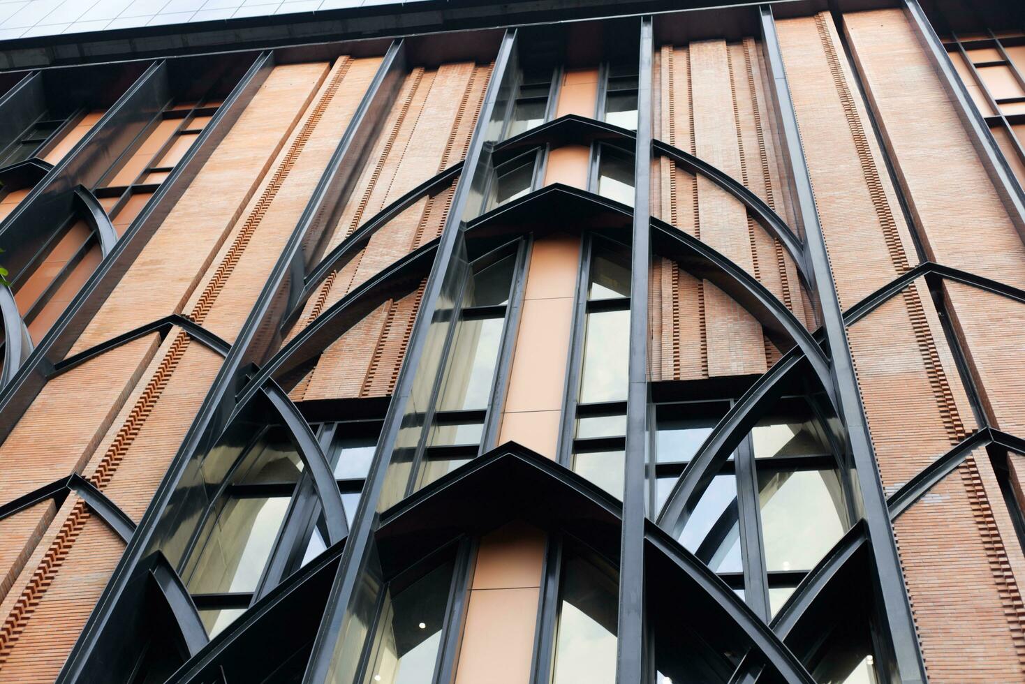windows facade of a building in the city photo