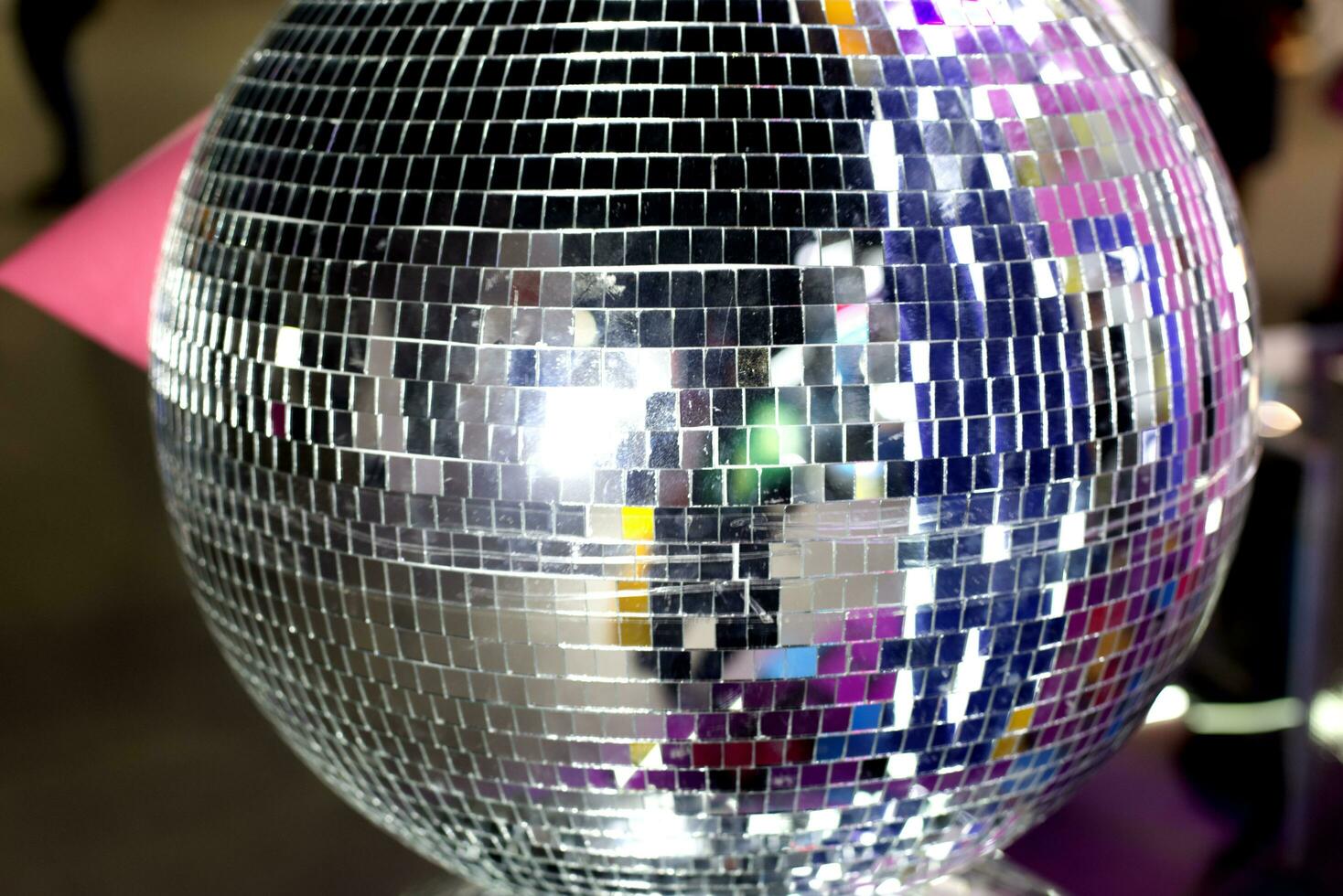 blur shiny Disco Mirror Ball  with lights reflection photo