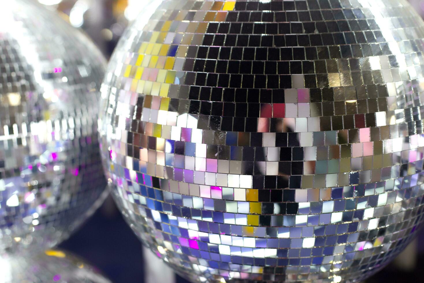 blur shiny Disco Mirror Ball  with lights reflection photo