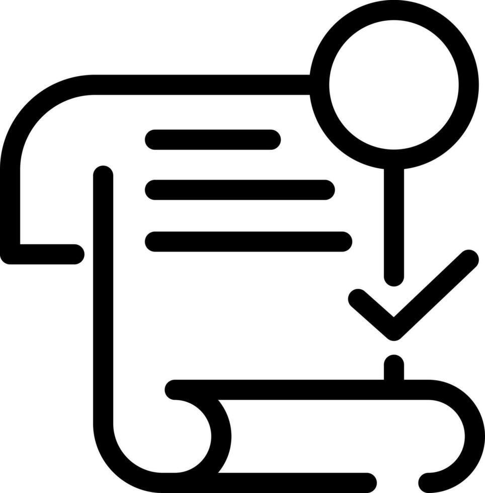 Receipt with magnifying glass line art icon. vector