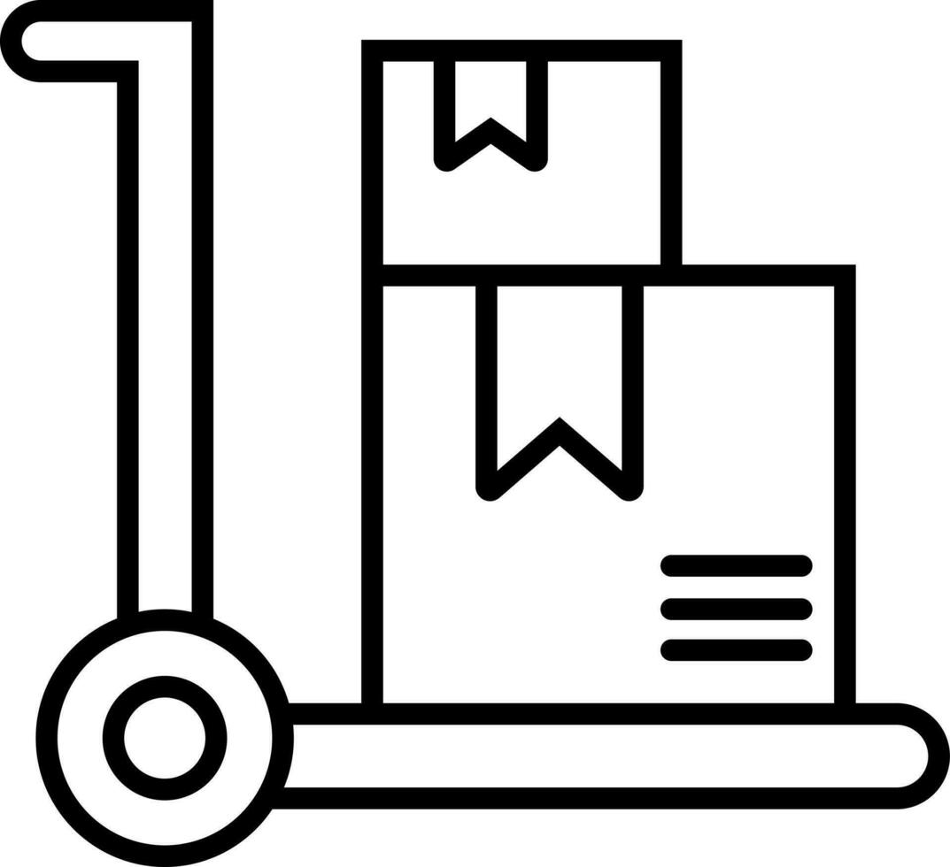 Line art delivery luggage trolley icon in flat style. vector