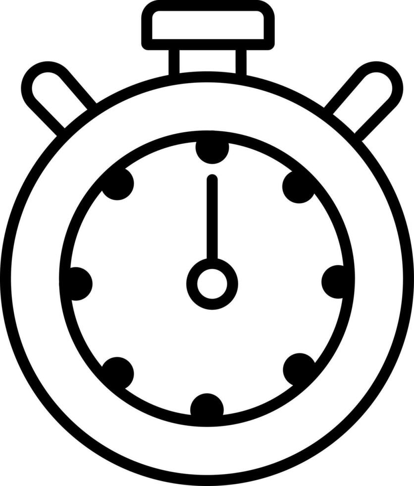 Stop clock icon in black line art. vector