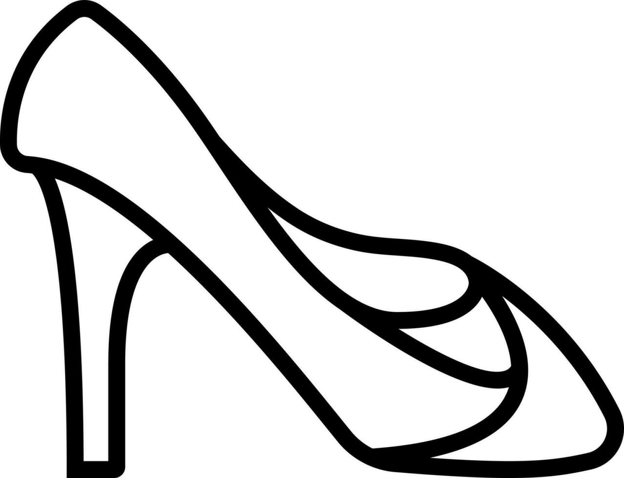 Black line art illustration of heel shoes icon. vector