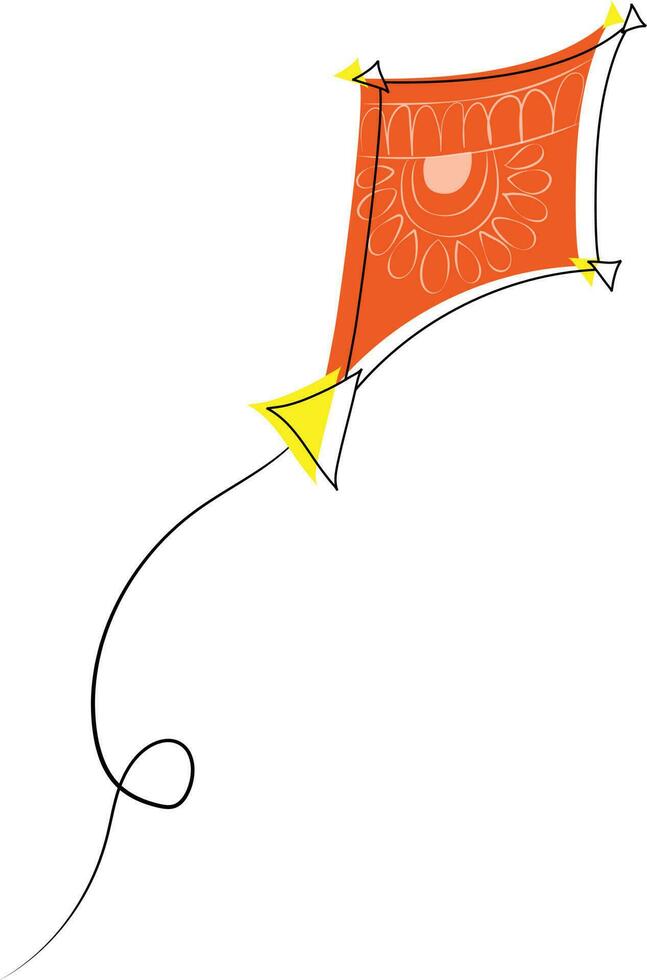 Doodle kite illustration on white background. vector