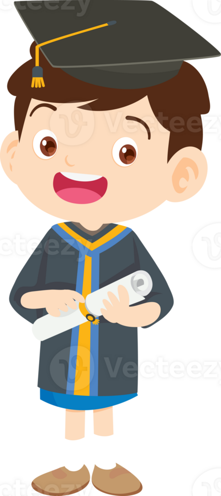 cute graduate students in graduate education with hat diploma ,certificate cartoon png