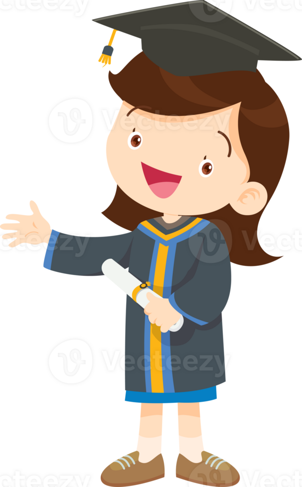 cute graduate students in graduate education with hat diploma ,certificate cartoon png