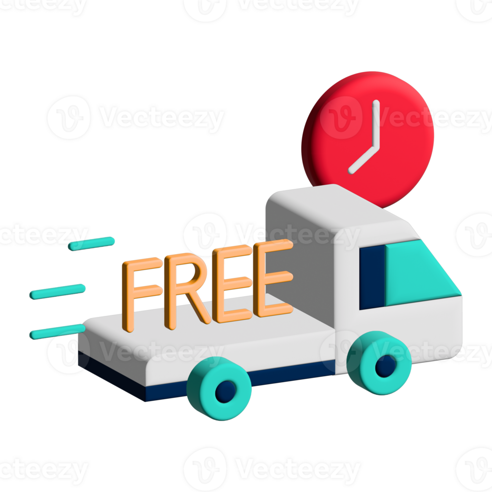 Free delivery. Shopping online icon set - 3D render icon png