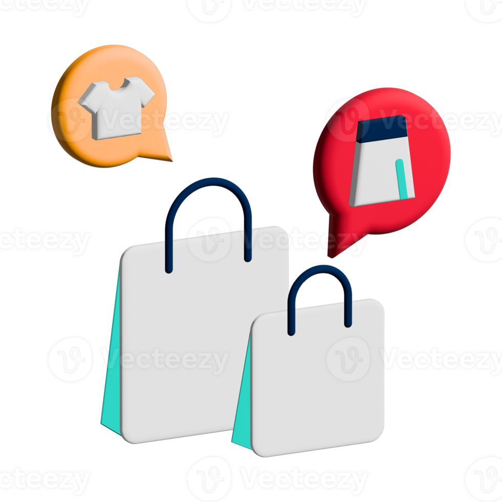 Shopping bag. Shopping online icon set - 3D render icon png