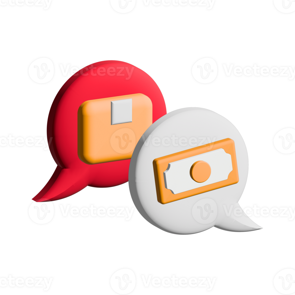 Chat. Shopping online icon set - 3D render icon png