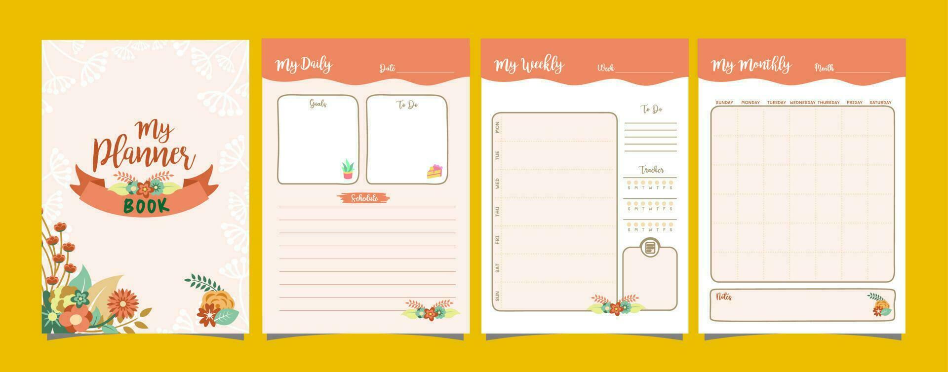 Daily planner book design template vector