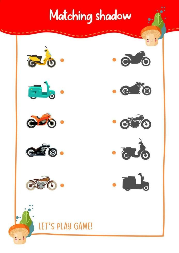 Shadow matching game for kids vector