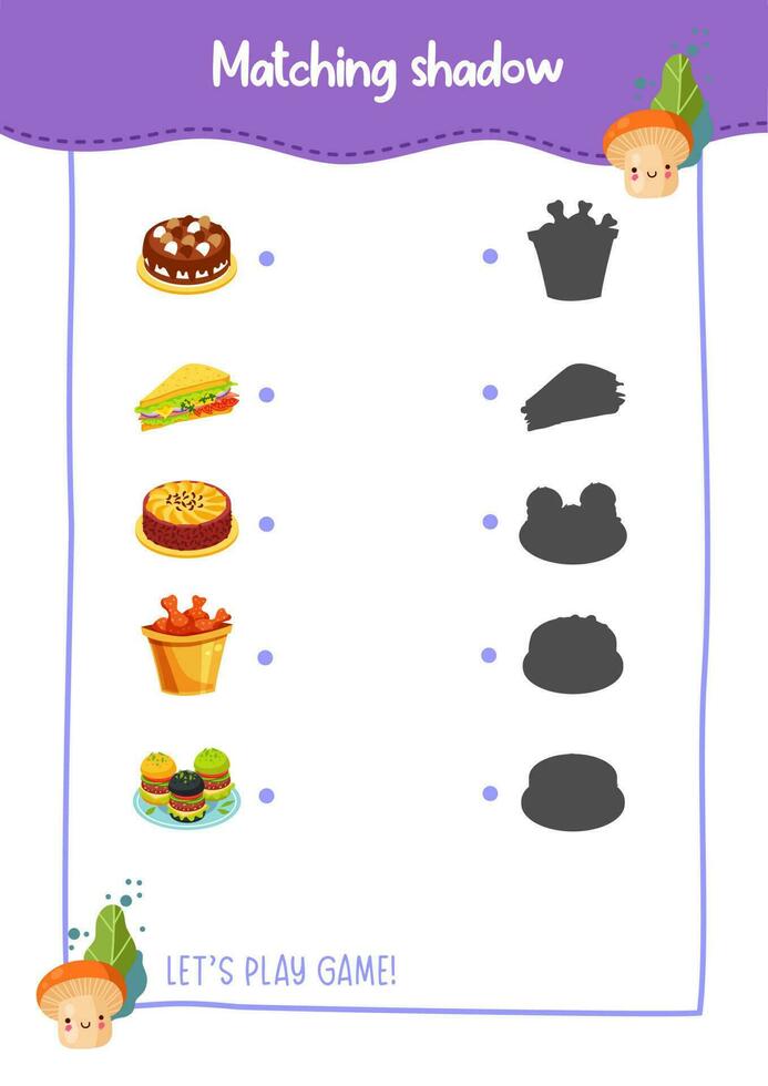 Shadow matching game for kids vector