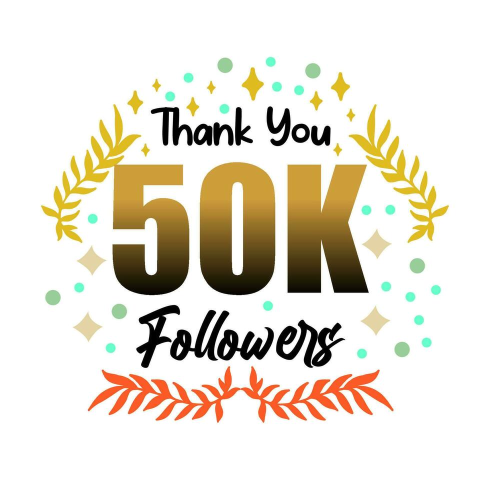 Text thank you followers celebration vector