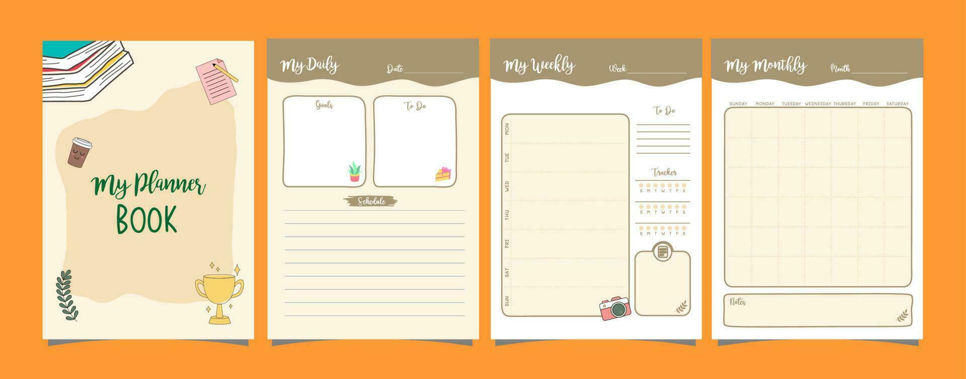 Daily planner book design template vector