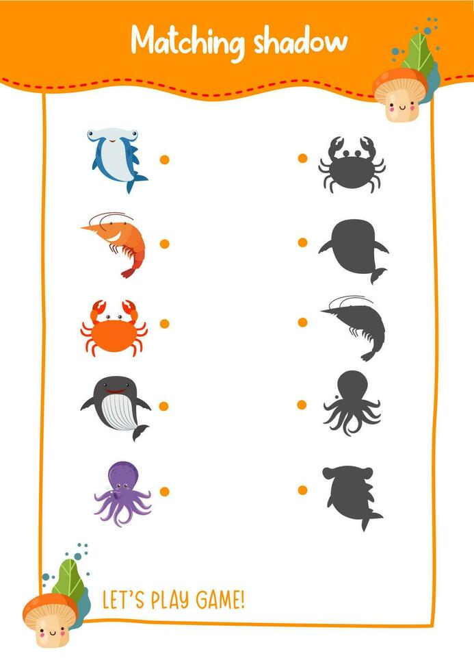 Shadow matching game for kids vector