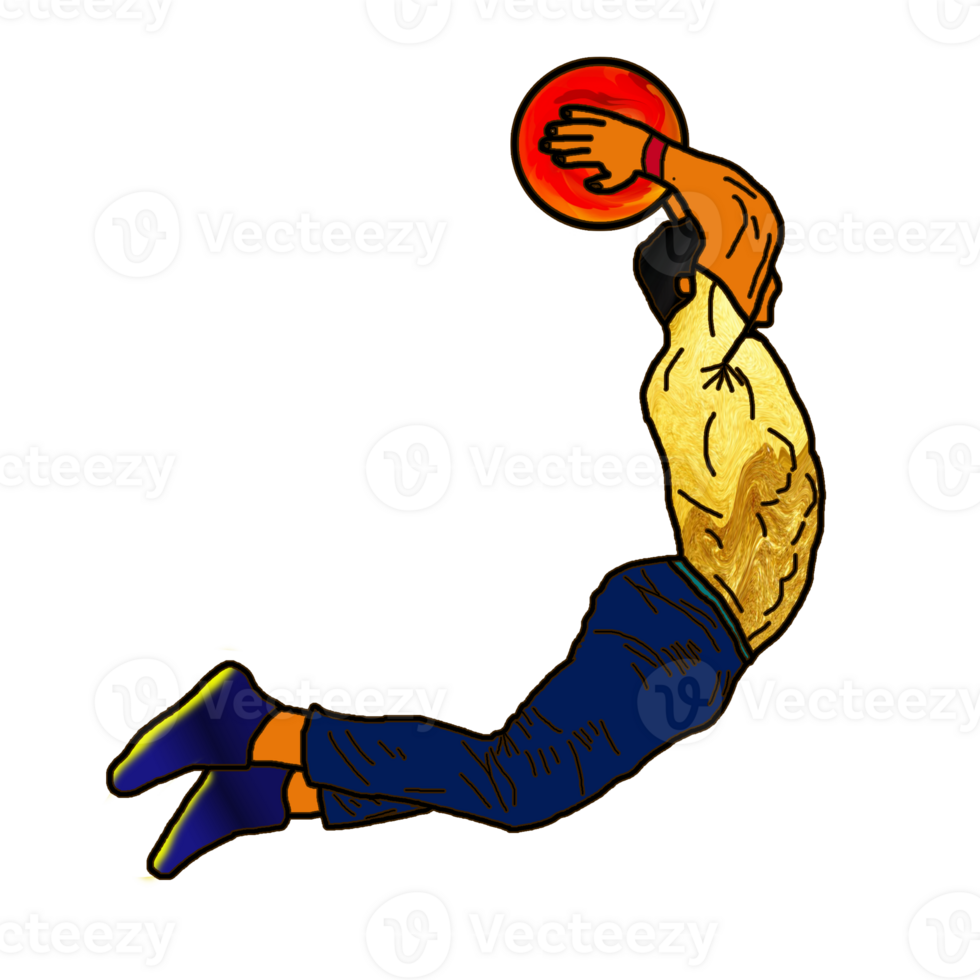 icon man play basket ball and jump to shoot png