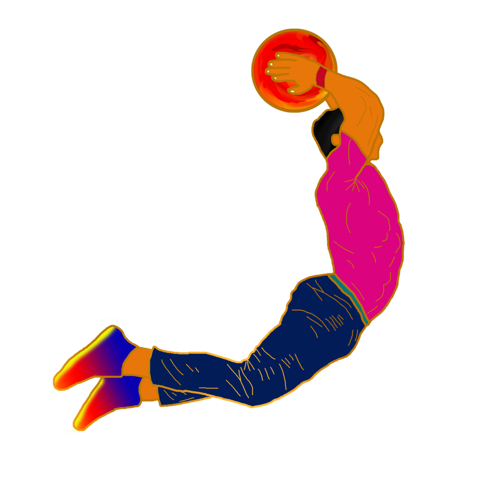 icon man play basket ball and jump to shoot png