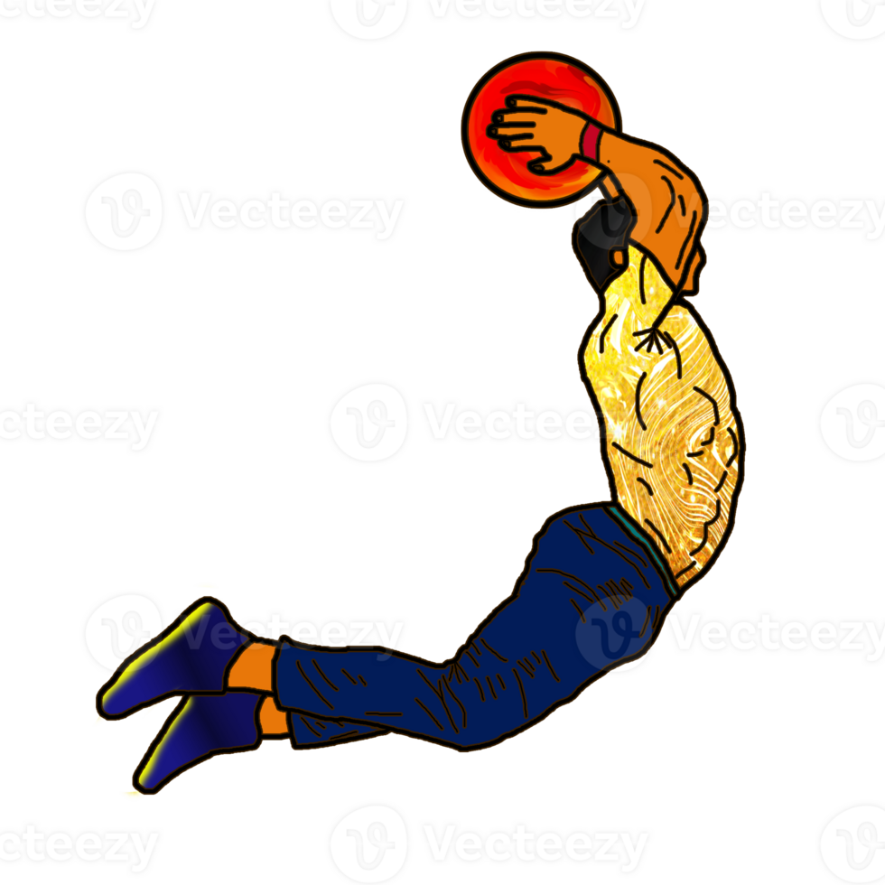 icon man play basket ball and jump to shoot png