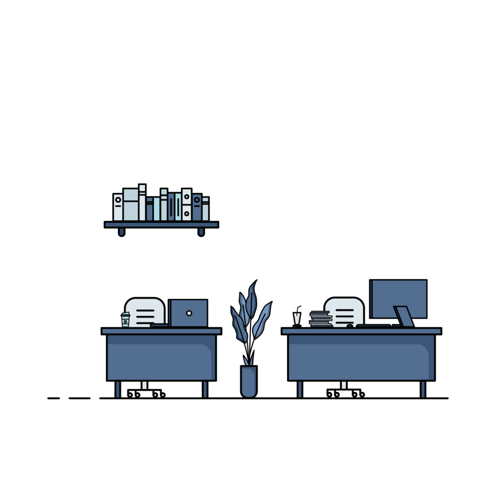 plano Projeto do trabalhando mesa com computador, Área de Trabalho, equipamento. trabalhando escrivaninha com mesa, cadeira, livro png